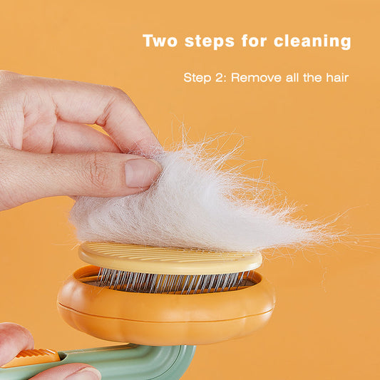 Self-Cleaning Pumpkin Pet Brush for Gentle and Effective Grooming