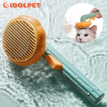 Self-Cleaning Pumpkin Pet Brush for Gentle and Effective Grooming